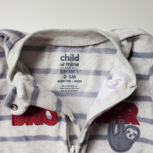 Child of Mine Striped Grey Sleeper for Baby Boy - Picture 4 of 9